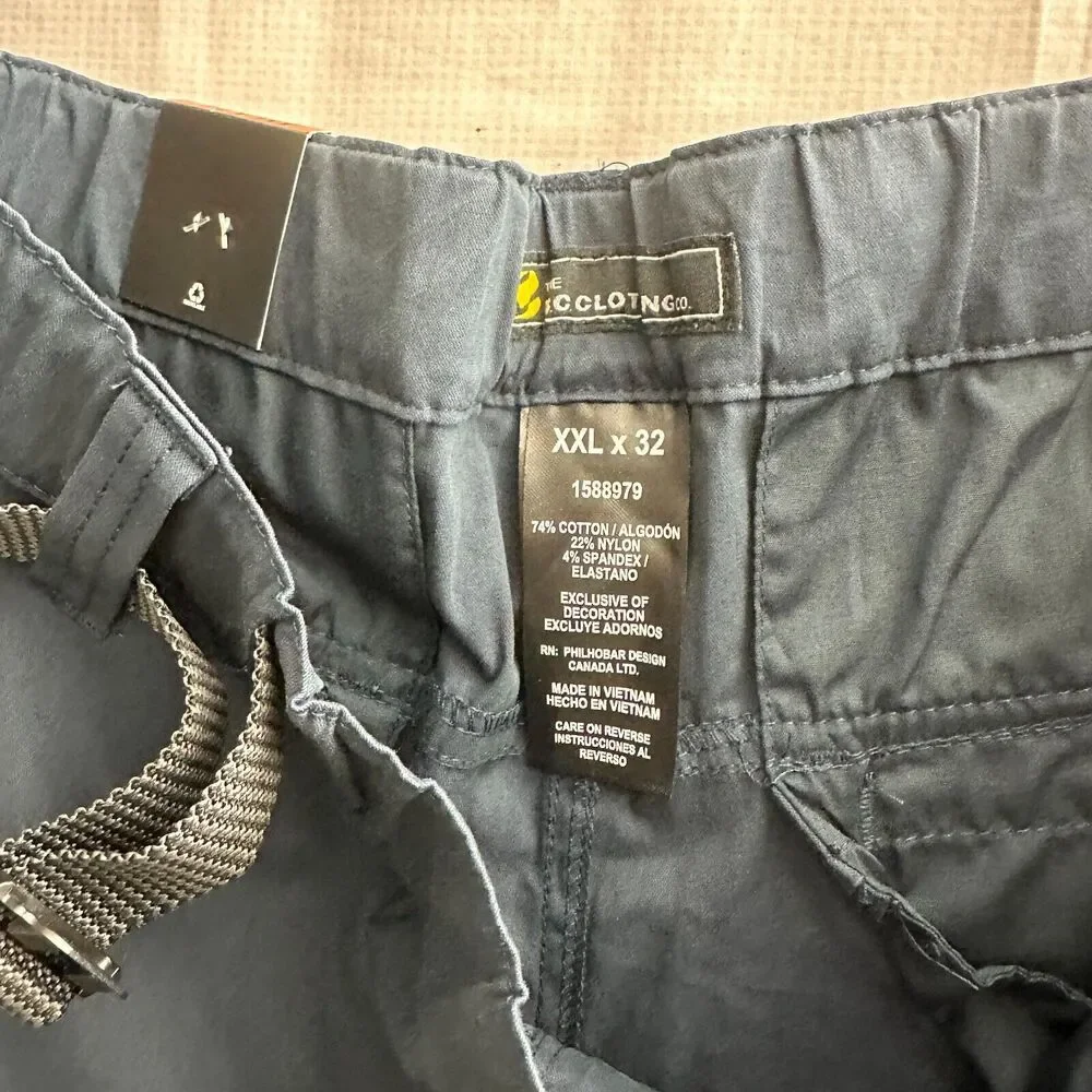 BC Clothing Convertible Stretch Cargo Hiking Pants/Shorts Zip Pocket 2XL X 32